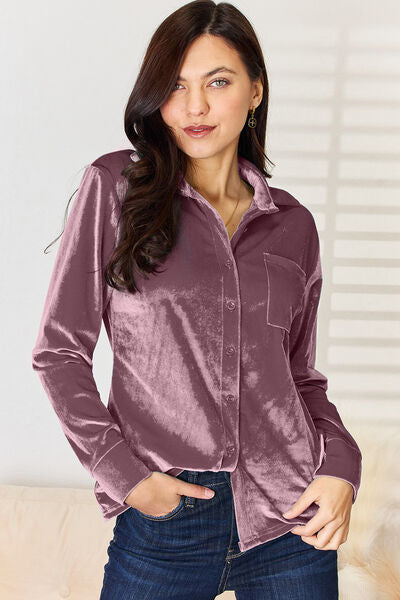 swvws Pocketed Button Up Long Sleeve Shirt