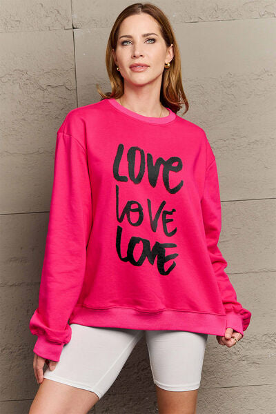 swvws Simply Love Full Size LOVE Round Neck Sweatshirt