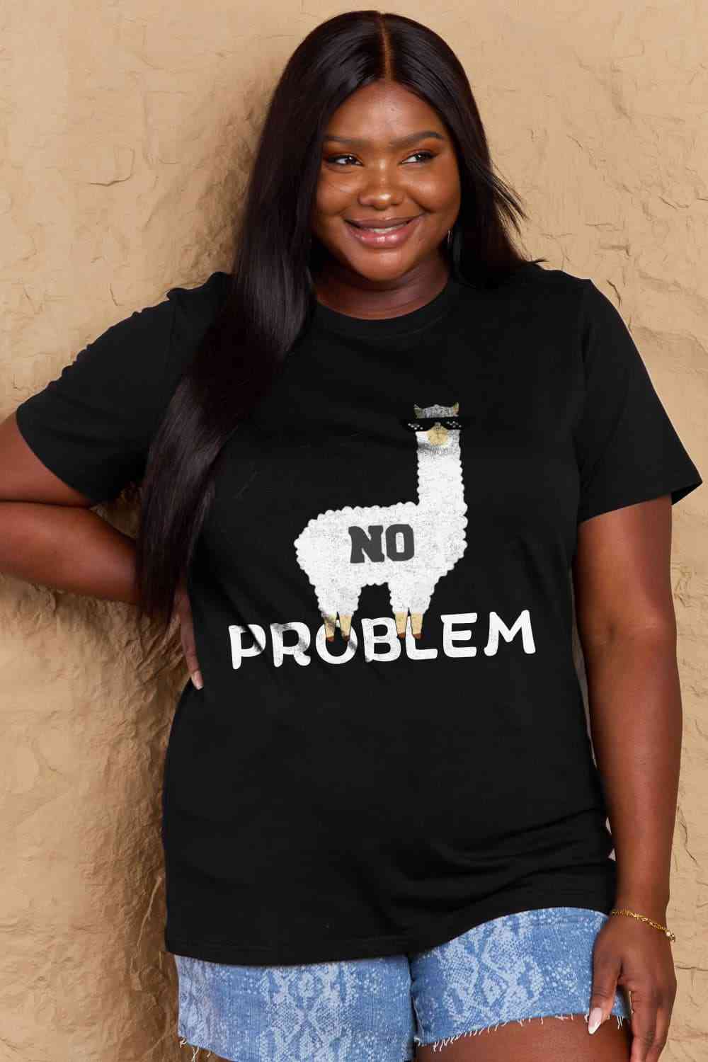 swvws Simply Love Full Size NO PROBLEM Graphic Cotton Tee