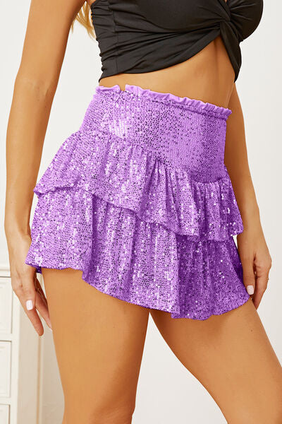 swvws Sequin Layered Mini Skirt