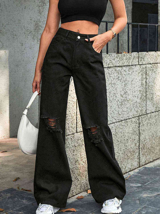 swvws Distressed Wide Leg Jeans