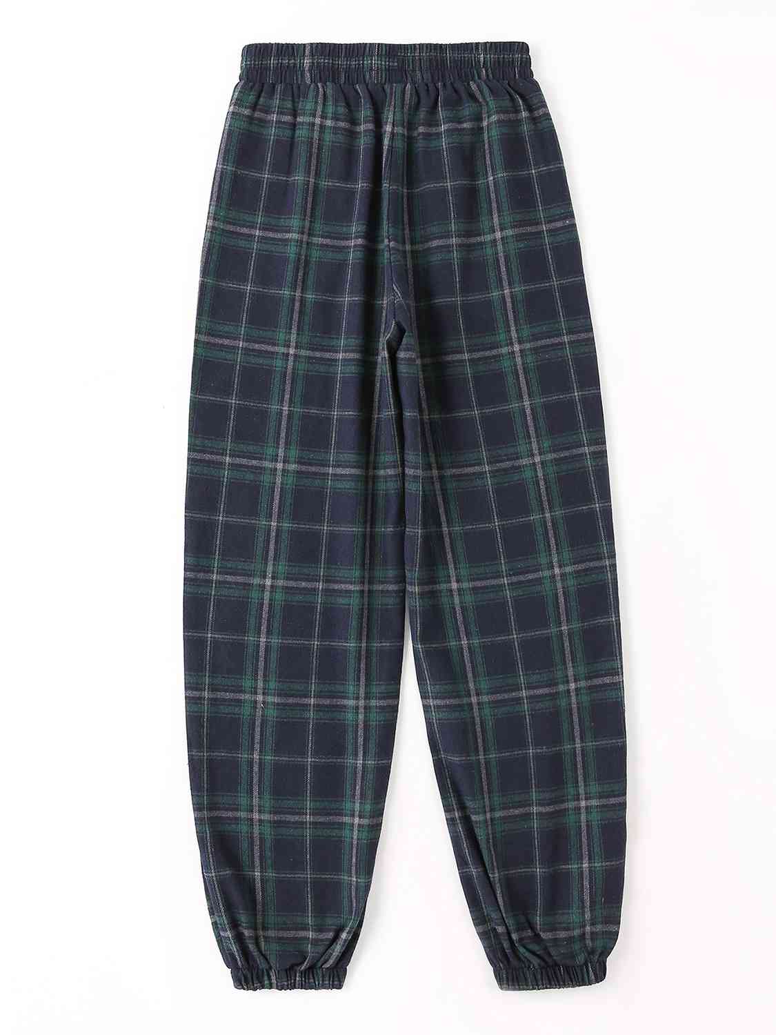 swvws Plaid Elastic Waist Joggers