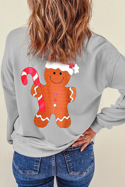 swvws Gingerbread Round Neck Dropped Shoulder Sweatshirt