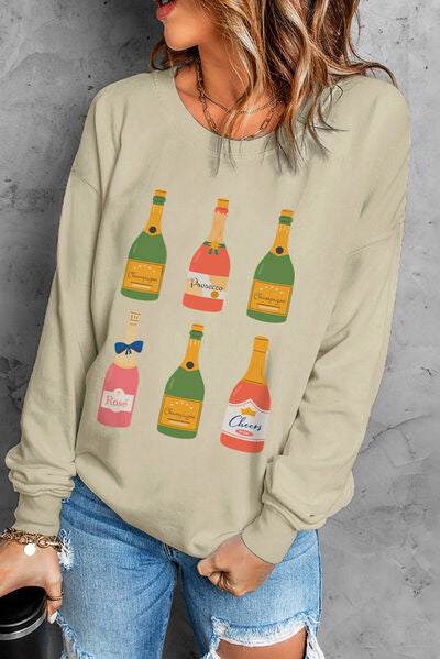 swvws Graphic Round Neck Dropped Shoulder Sweatshirt