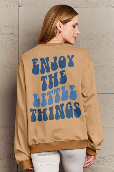 swvws Simply Love Full Size ENJOY THE LITTLE THINGS Round Neck Sweatshirt