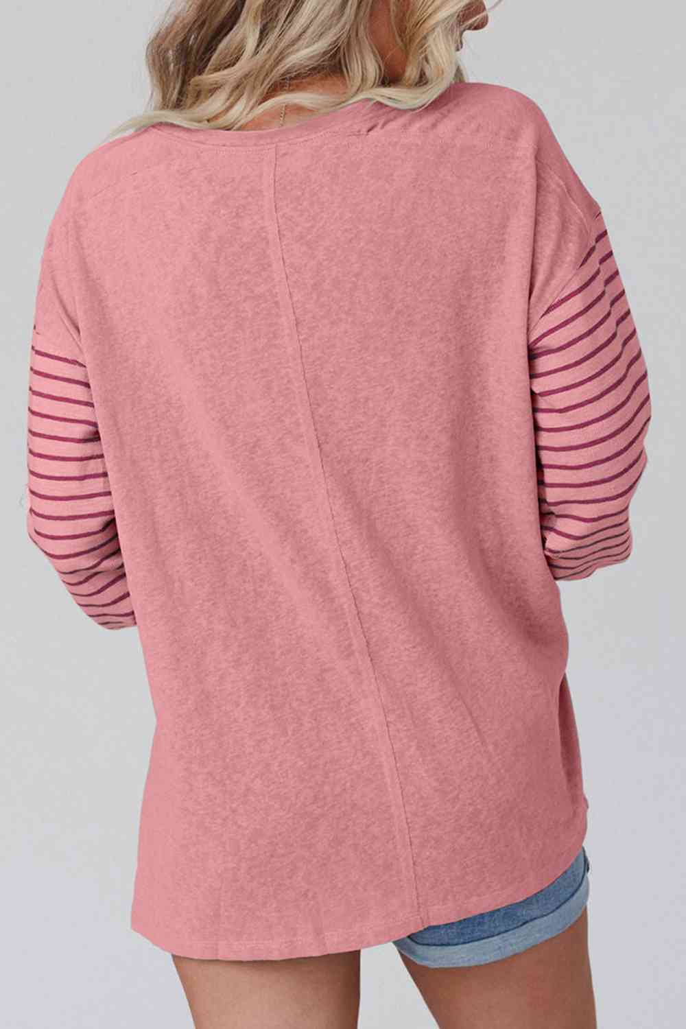 swvws Striped Round Neck Long Sleeve T-Shirt