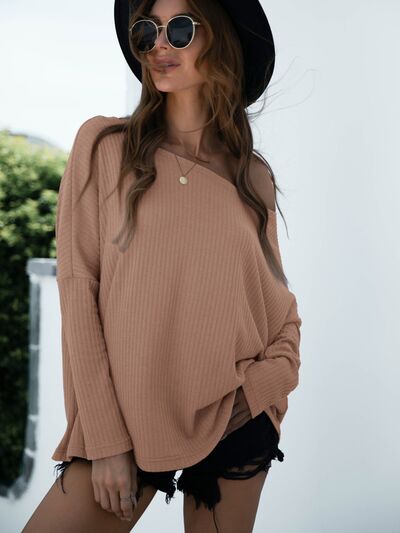 swvws Single Shoulder Long Sleeve Knit Top