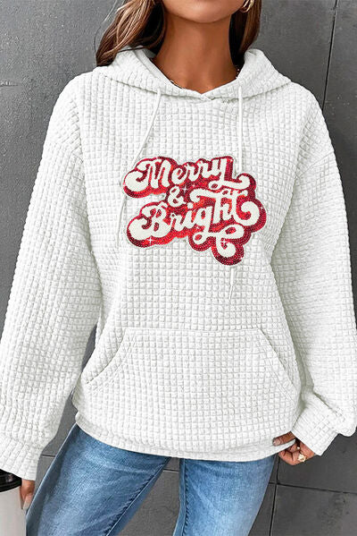 swvws MERRY & BRIGHT Sequin Waffle-Knit Hoodie