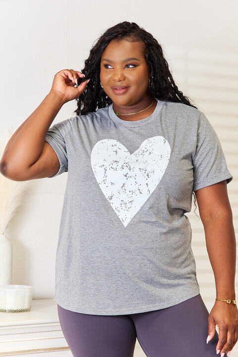 swvws Simply Love Heart Graphic Cuffed Short Sleeve T-Shirt