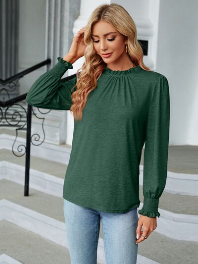 swvws Frill Mock Neck Long Sleeve Blouse