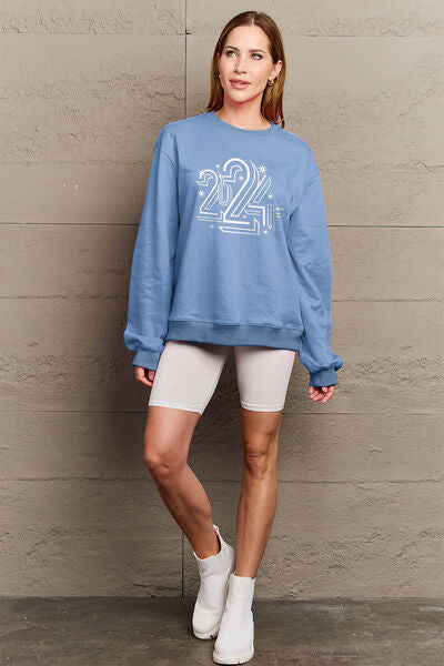 swvws Simply Love Full Size 2024 Round Neck Dropped Shoulder Sweatshirt