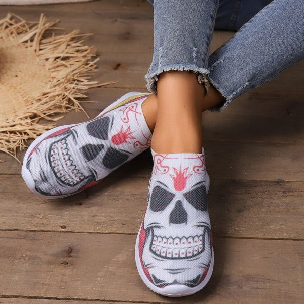 swvws - Halloween White Casual Patchwork Printing Round Comfortable Shoes