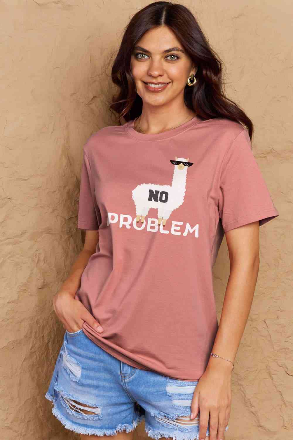 swvws Simply Love Full Size NO PROBLEM Graphic Cotton Tee