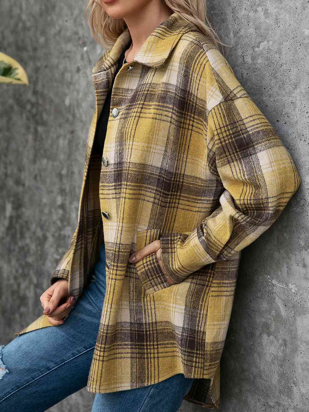 swvws Plaid Collared Neck Long Sleeve Shirt