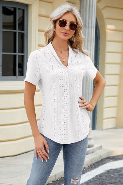 swvws Eyelet Short Sleeve Blouse