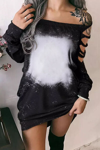 swvws Splatter Cutout Off-Shoulder Mini Dress