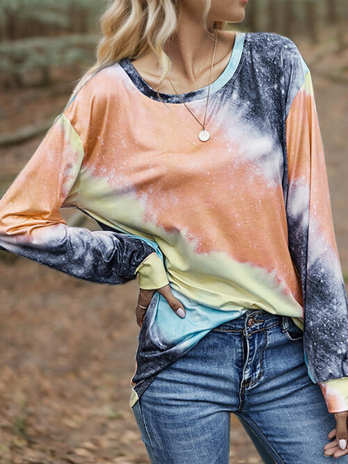 swvws Printed Round Neck Long Sleeve T-Shirt