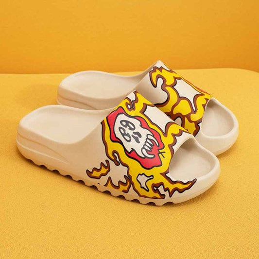 swvws - Yellow White Casual Simplicity Printing Opend Comfortable Shoes