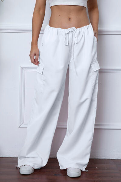 swvws Drawstring Waist Pants with Pockets