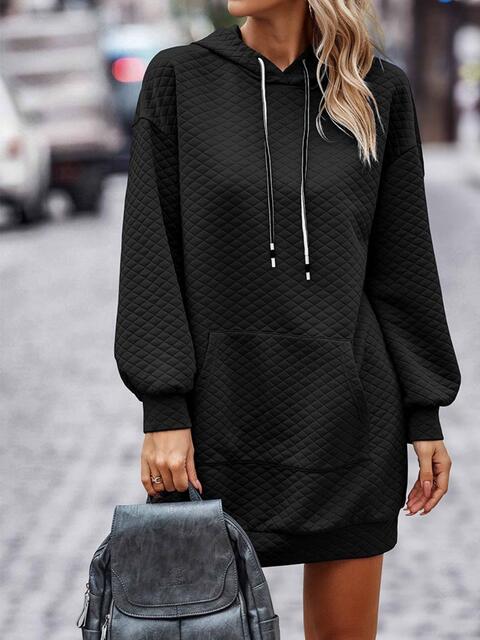 swvws Textured Drawstring Tunic Hoodie