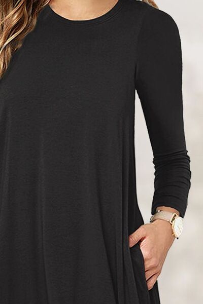 swvws Round Neck Long Sleeve Mini Dress