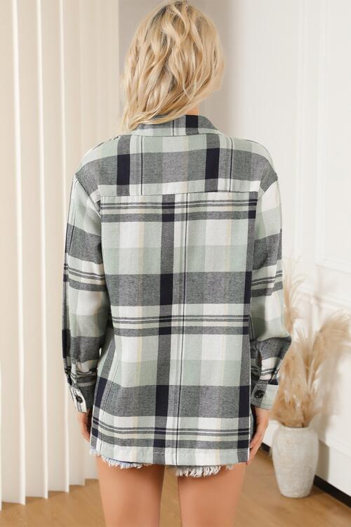 swvws Plaid Collared Neck Long Sleeve Shirt