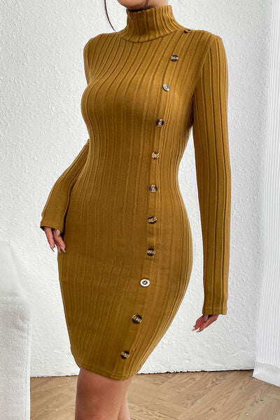 swvws Turtleneck Long Sleeve Mini Dress