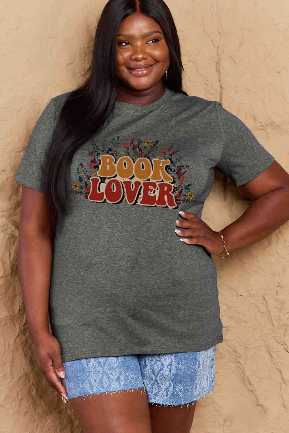 swvws Simply Love Full Size BOOK LOVER Graphic Cotton Tee