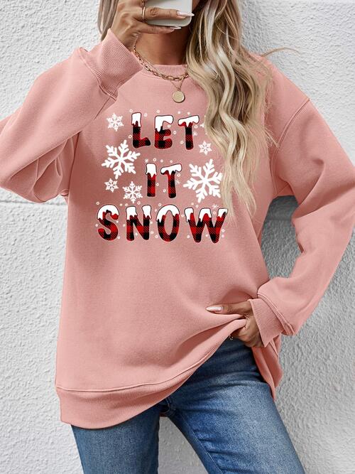 swvws LET IT SNOW Round Neck Long Sleeve Sweatshirt