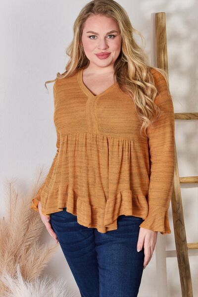 swvws Hailey & Co Full Size V-Neck Flounce Sleeve Blouse