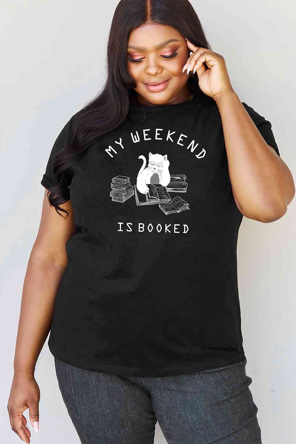 swvws Simply Love Full Size MY WEEKEND IS BOOKED Graphic T-Shirt