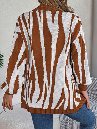 swvws Open Front Animal Print Cardigan