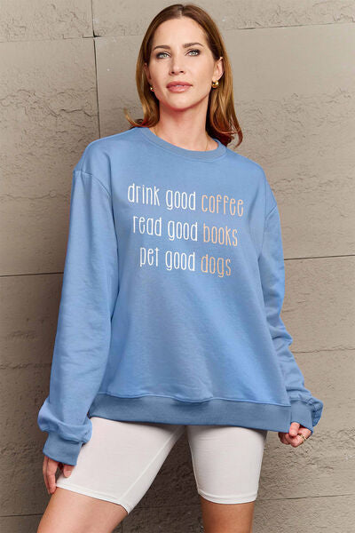 swvws Simply Love Full Size Letter Graphic Round Neck Sweatshirt