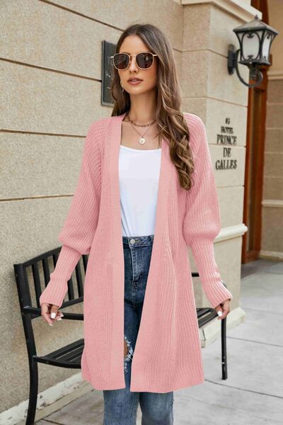 swvws Open Front Lantern Sleeve Cardigan