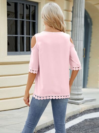 swvws Cold Shoulder Half Sleeve Blouse