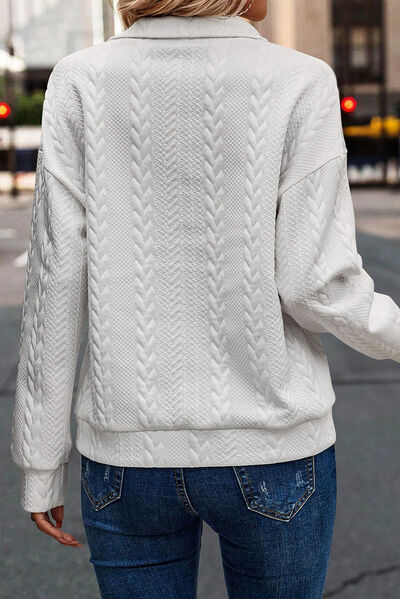 swvws Textured Half Zip Dropped Shoulder Sweatshirt