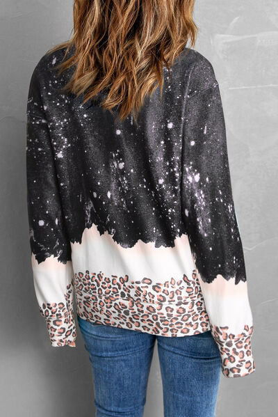 swvws MAMA'S VALENTINE Leopard Round Neck Sweatshirt