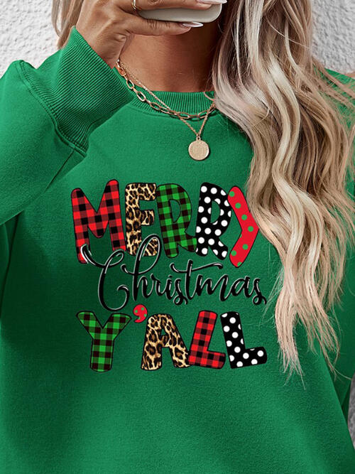 swvws Letter Graphic Round Neck Long Sleeve Sweatshirt