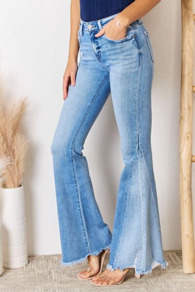 swvws Kancan Mid Rise Raw Hem Flare Jeans