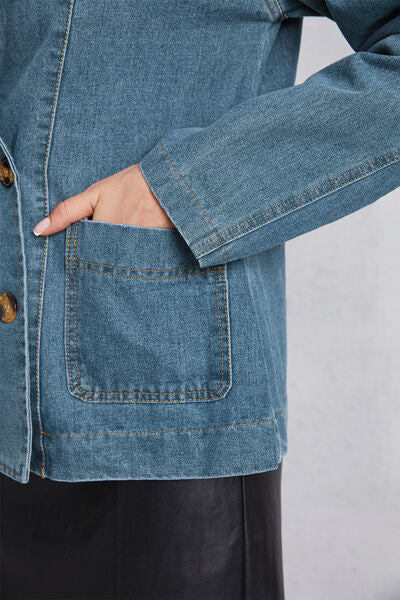 swvws Pocketed Button Up Denim Jacket