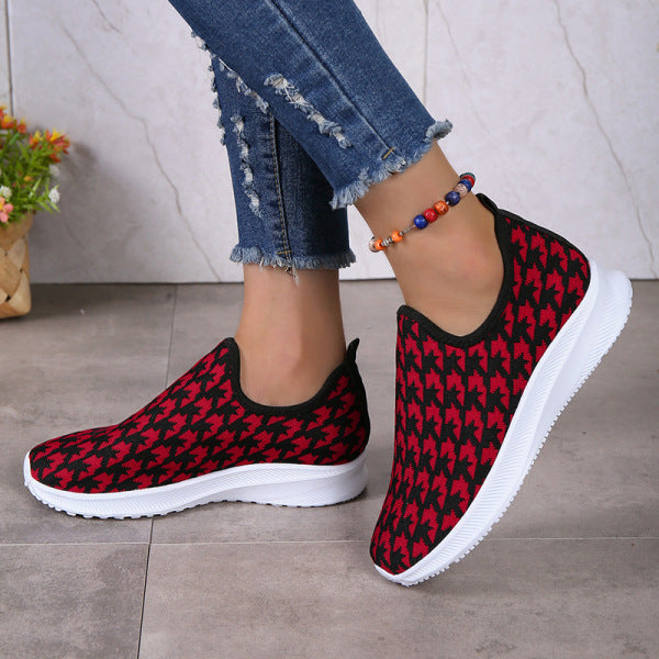 swvws - Red Casual Patchwork Round Comfortable Shoes