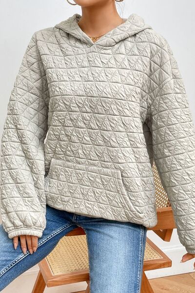 swvws Quilted Long Sleeve Hoodie with Pocket