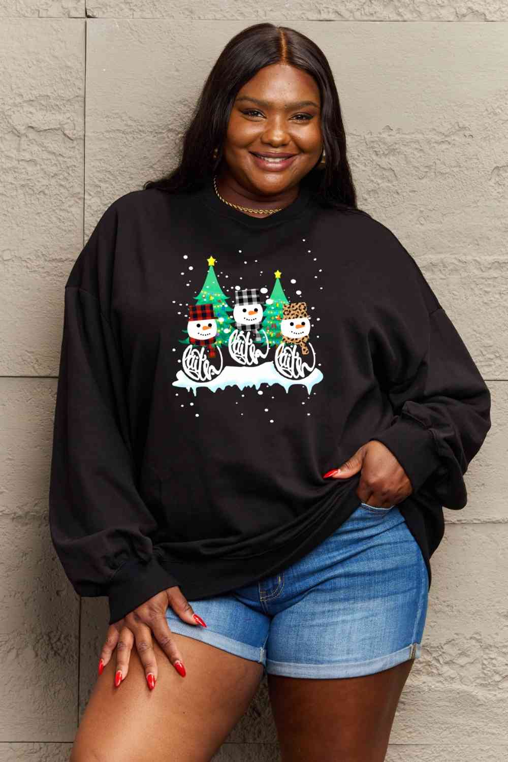 swvws Simply Love Full Size Graphic Round Neck Sweatshirt