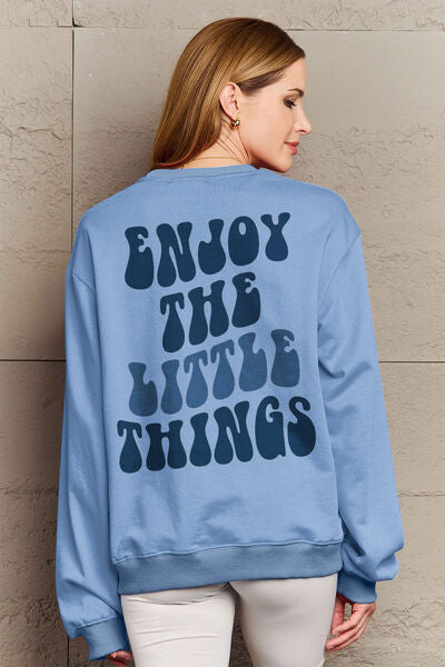 swvws Simply Love Full Size ENJOY THE LITTLE THINGS Round Neck Sweatshirt