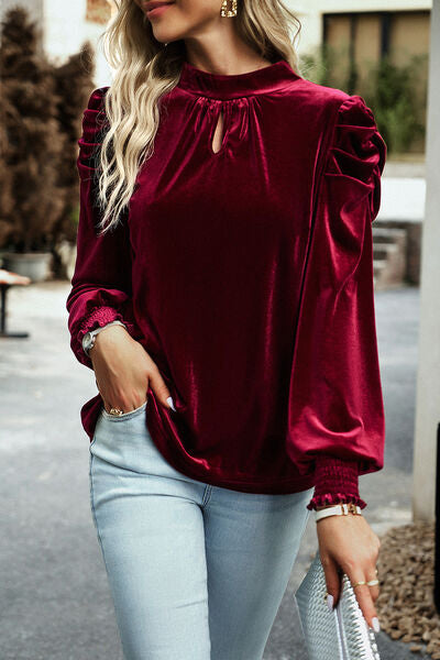 swvws Mock Neck Puff Sleeve Blouse