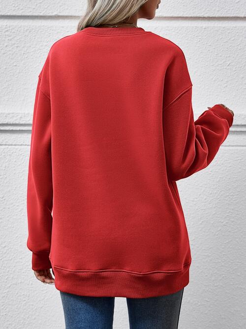 swvws Letter Graphic Round Neck Long Sleeve Sweatshirt