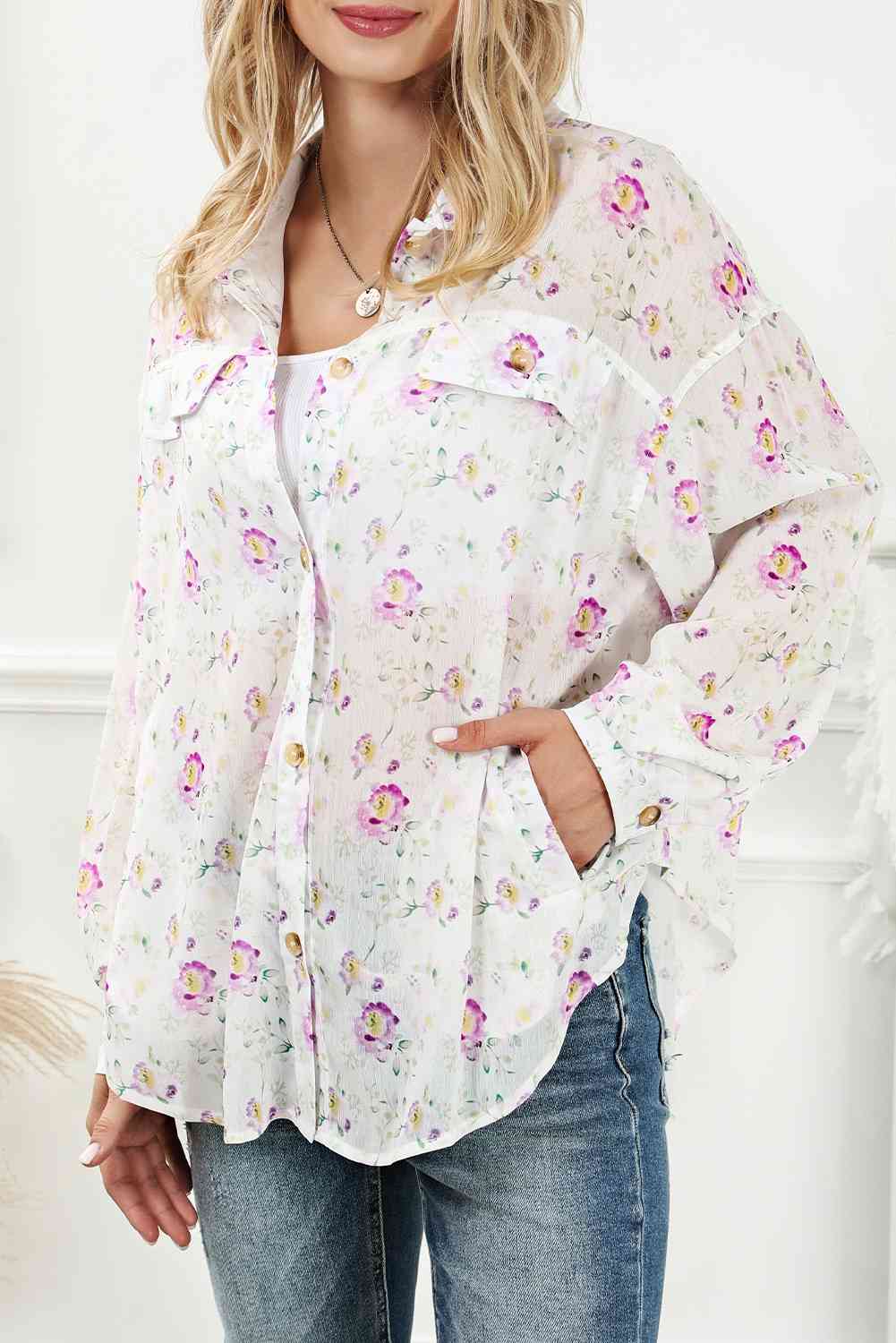 swvws Floral Print Long Sleeve Shirt