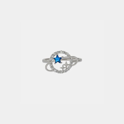 swvws Planet Shape Inlaid Zircon 925 Sterling Silver Ring