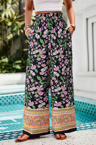 swvws Printed High Waist Wide Leg Pants