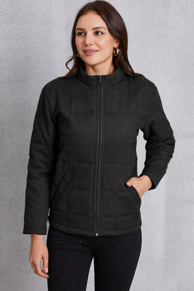 swvws Zip Up Mock Neck Pocketed Jacket